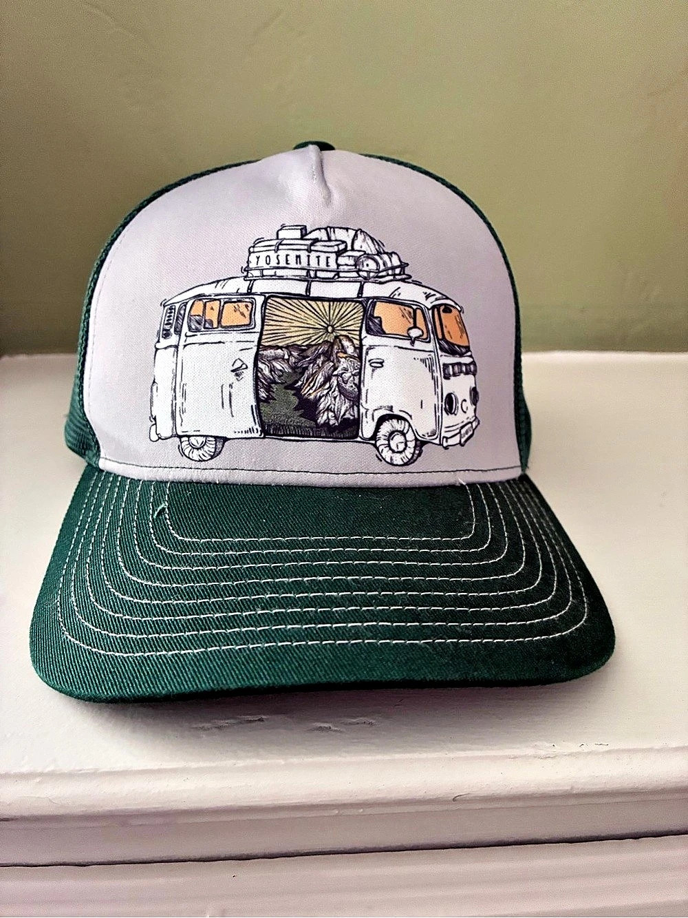 Wild Tribute California Road Trip Yosemite Falls Trucker Hat Green & White